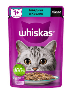 Корм для кошек Whiskas влажный желе с говядиной и кроликом 75 гр