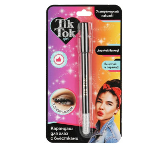 Карандаш для глаз Tik Tok Girl тон серебристый с блестками
