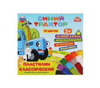 Пластилин классический Синий ТРАКТОР 12 цв (180 г) MultiArt