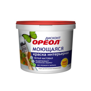 Краска Ореол для стен и потолков ВД моющаяся полиакриловая для внутренних работ белая 25 кг