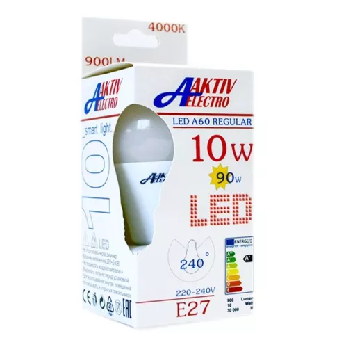 Лампа светодиодная LED-A-REGULAR 10Вт 220-240В Е27 4000К 900Лм Aktiv Electro 1/100 – 1