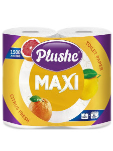 Туалетная бумага Plushe Maxi Citrus fresh 2-х слойная 4 рулона х 45 м