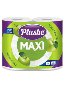 Туалетная бумага Plushe Maxi Green Apple 2-х слойная 4 рулона х 45 м
