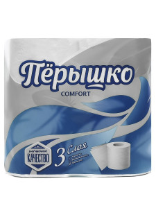 Туалетная бумага Пёрышко Comfort 3х-слойная Белая 4 рулона