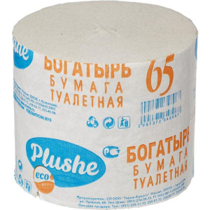 Туалетная бумага Plushe Богатырь серая без втулки 1 слой 58 м