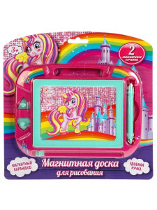 Доска для рисования Играем вместе единороги магнитная ч/б поле 30х27 см