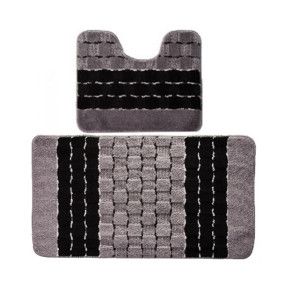 Комплект ковриков для в/к BANYOLIN SILVER из 2 шт 50х80/50х40см 11мм (черный) 1/25