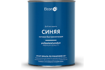 Грунт-эмаль Elcon 3 в 1 по ржавчине матовое покрытие синий 0.8 кг