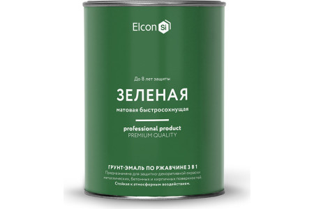 Грунт-эмаль Elcon 3 в 1 по ржавчине матовое покрытие зеленый 0.8 кг