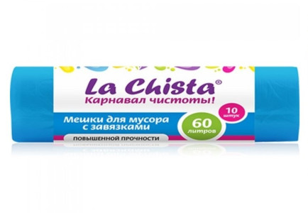 Мешки для мусора La Chista с завязками синие 60 л 10 шт