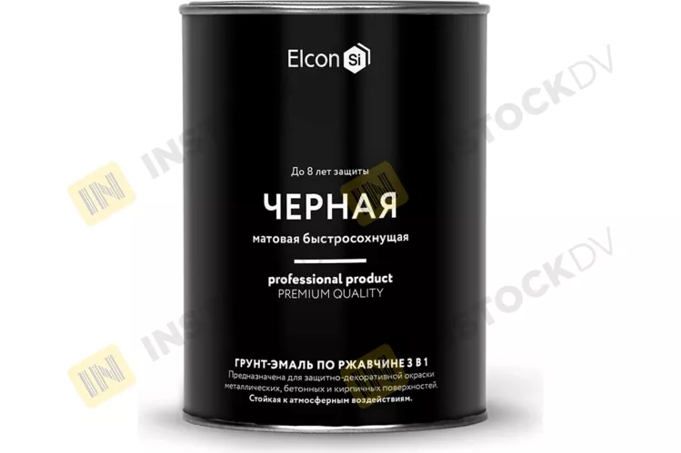 Грунт-эмаль Elcon 3 в 1 по ржавчине матовое покрытие черный 0.8 кг – 1