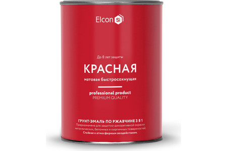 Грунт-эмаль Elcon 3 в 1 по ржавчине матовое покрытие красный 0.8 кг