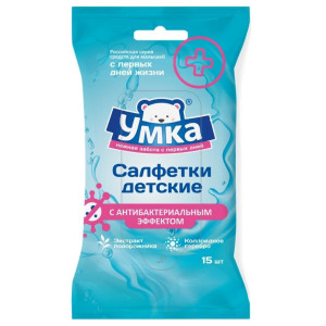 Салфетки влажные Умка с антибактериальным эффектом для детей 15 шт