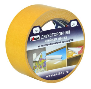 Лента клейкая двусторонняя Unibob на полипропиленовой основе 50 мм х 25 м