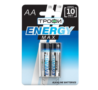 Батарейка Трофи ENERGY MAX АА LR6-2BL Alkaline 2 шт
