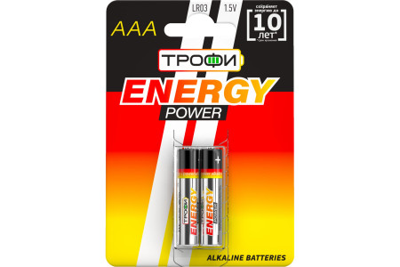 Батарейка Трофи ENERGY POWER ААА LR03-2BL Alkaline 2 шт