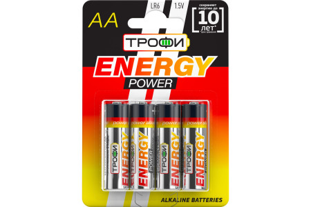 Батарейка Трофи ENERGY POWER АА LR6-4BL Alkaline 4 шт