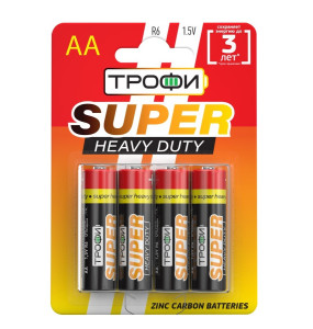Батарейка Трофи SUPER HEAVY DUTY АА R6-4BL Zinc 4 шт