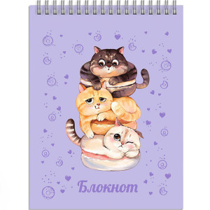 Блокнот Феникс+ Сытые котики Сытые клетка А7 40 л