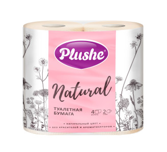 Туалетная бумага Plushe Natural Розовая 2-х слойная 4 рулона