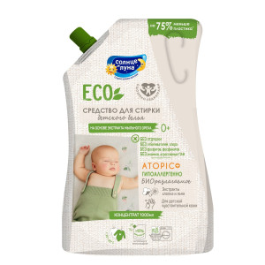 Гель для стирки Солнце и Луна Eco для детского белья мягкая упаковка 1 л