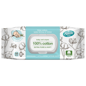 Салфетки влажные Smile Baby Cotton 100% 50 шт