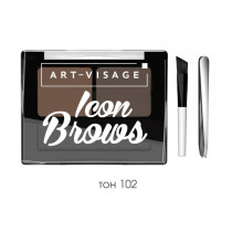 Тени для бровей Art Visage Icon Brows с кисточкой и пинцетом тон 102 темно-коричневый