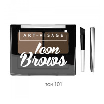 Тени для бровей Art Visage Icon Brows с кисточкой и пинцетом тон 101 шатен