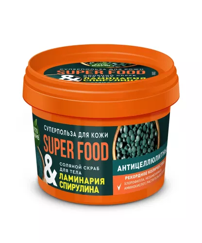 Гель-скраб для тела Фитокосметик Super food лшаминария и спирулина антицеллюлитный 100 мл – 1