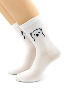 Носки Hobby Line женские Мишка белые размер 36-40