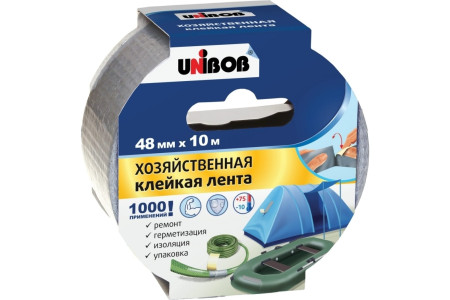 Лента клейкая армированная Unibob хозяйственная серый 48 мм х 10 м