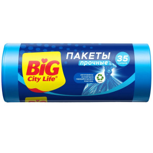 Пакеты для мусора Big City Life Прочные синий 35 л 30 шт