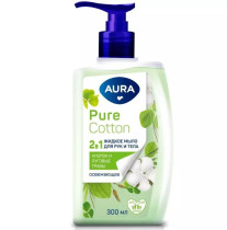 Крем-мыло жидкое Aura Pure Cotton 2 в 1 для рук и тела хлопок и луговые травы 300 мл