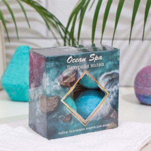 Набор бомбочек для ванн Laboratory Katrin Ocean spa бурлящие Лазурная волна 40гр х 4шт