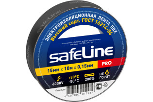 Лента клейкая электроизоляционная SafeLine Pro черный 15 мм х 10 м