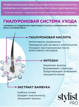 Шампунь для волос Stylist Pro Hyaluronic Гиалуроновый Сияние цвета и интенсивное восстановление 280 мл