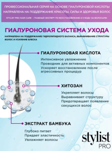 Шампунь для волос Stylist Pro Hyaluronic Гиалуроновый Сияние цвета и интенсивное восстановление 280 мл - 1