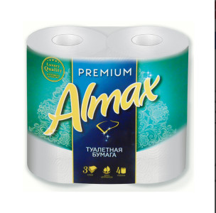 Туалетная бумага Almax 3-х слойная Белый 4 рулона