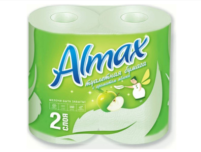 Туалетная бумага Almax 2-х слойная Яблоко 4 рулона