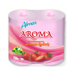 Туалетная бумага Almax 2-х слойная Клубника 4 рулона