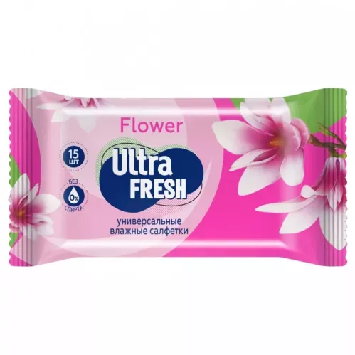 Салфетки влажные Ultra Fresh Flower & Fruit 15 шт  – 1