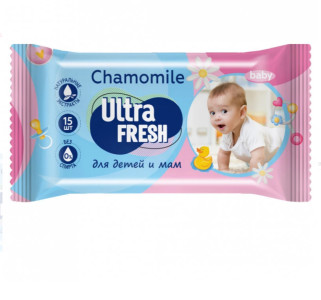 Салфетки влажные Ultra Fresh Flower & Fruit детские 15 шт