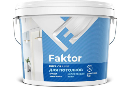 Краска Faktor для потолков ВД акриловая матовая белая 6 кг