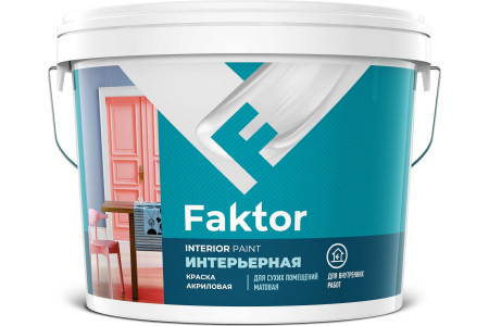Краска Faktor интерьерная ВД акриловая матовая белая 6 кг