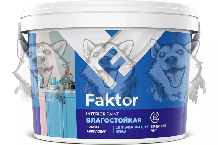 Краска Faktor интерьерная ВД акриловая влагостойкая матовая белая 2.5 кг – 1