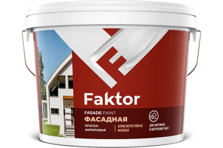 Краска Faktor фасадная ВД акриловая матовая белая 6 кг