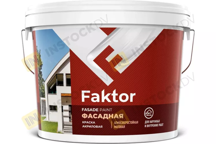 Краска Faktor фасадная ВД акриловая матовая белая 6 кг – 1