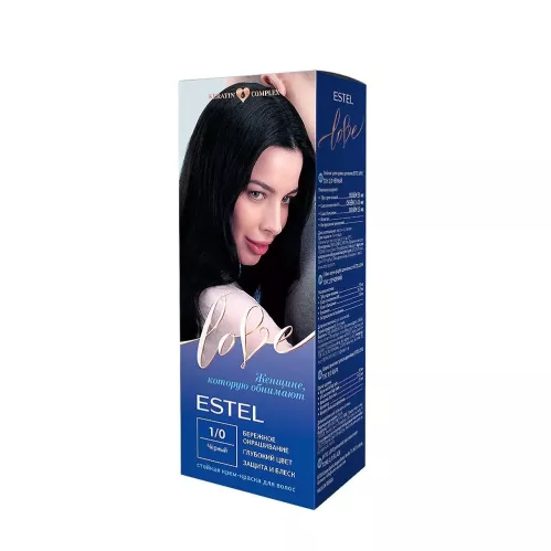 Крем-краска для волос Estel LOVE тон 1/0 черный  – 1
