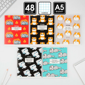 Тетрадь ArtFox Котики приколы А5 48 л клетка