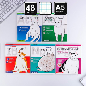 Тетрадь ArtFox Котики таблетки А5 48 л клетка